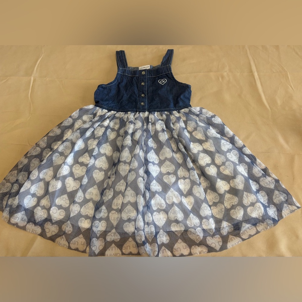 Calvin Klein Jeans Blue and White Heart Dress‎